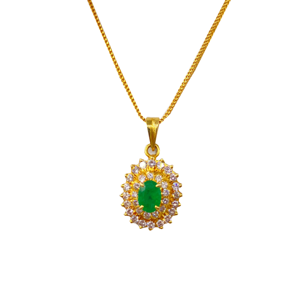 18K Emerald and Diamond Tojas Pendant