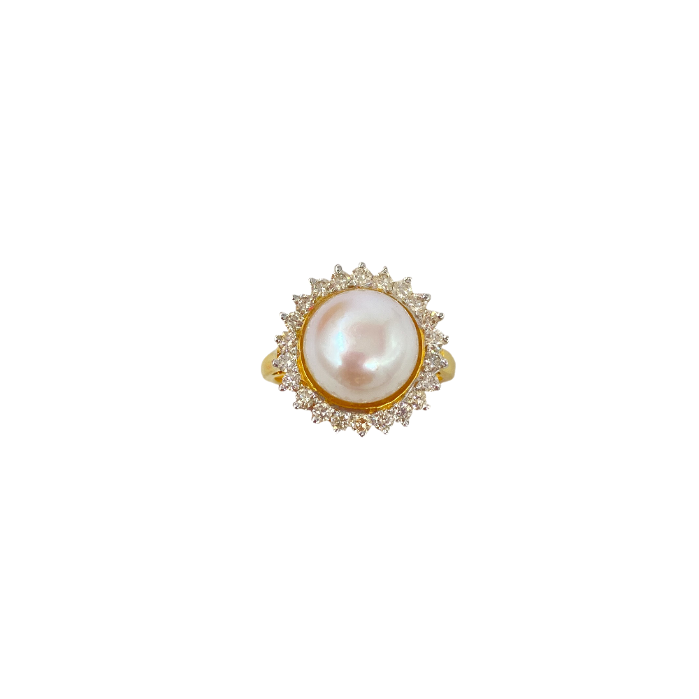 14k Pearl + Diamond Aura Ring