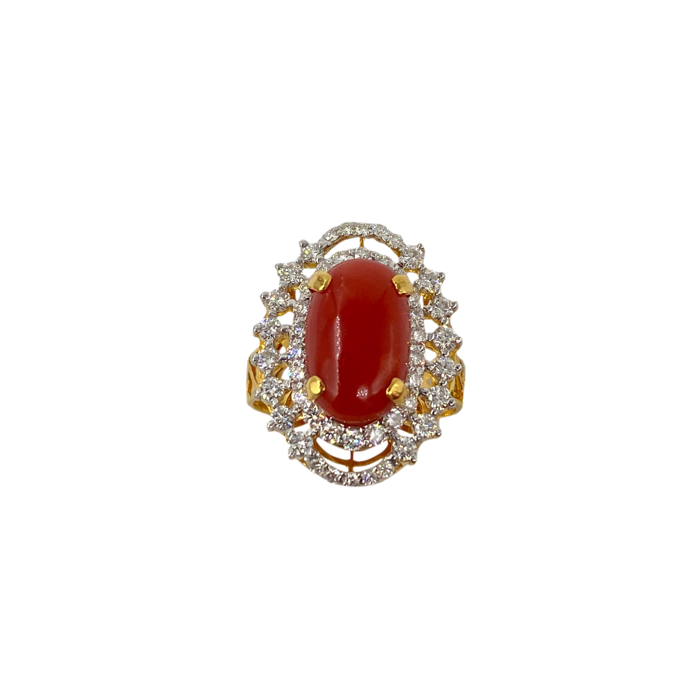18k Coral And Diamond Soikea 2 Ring