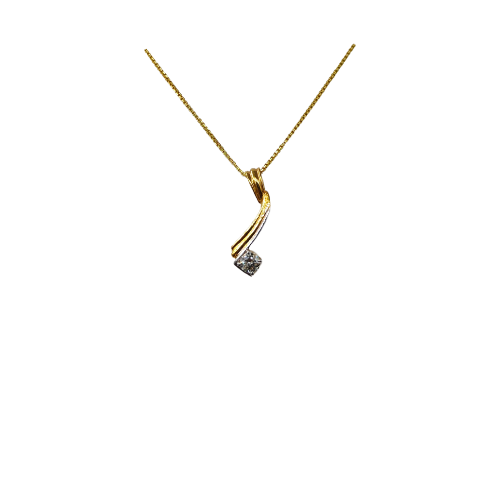 18k hook solitaire pendent