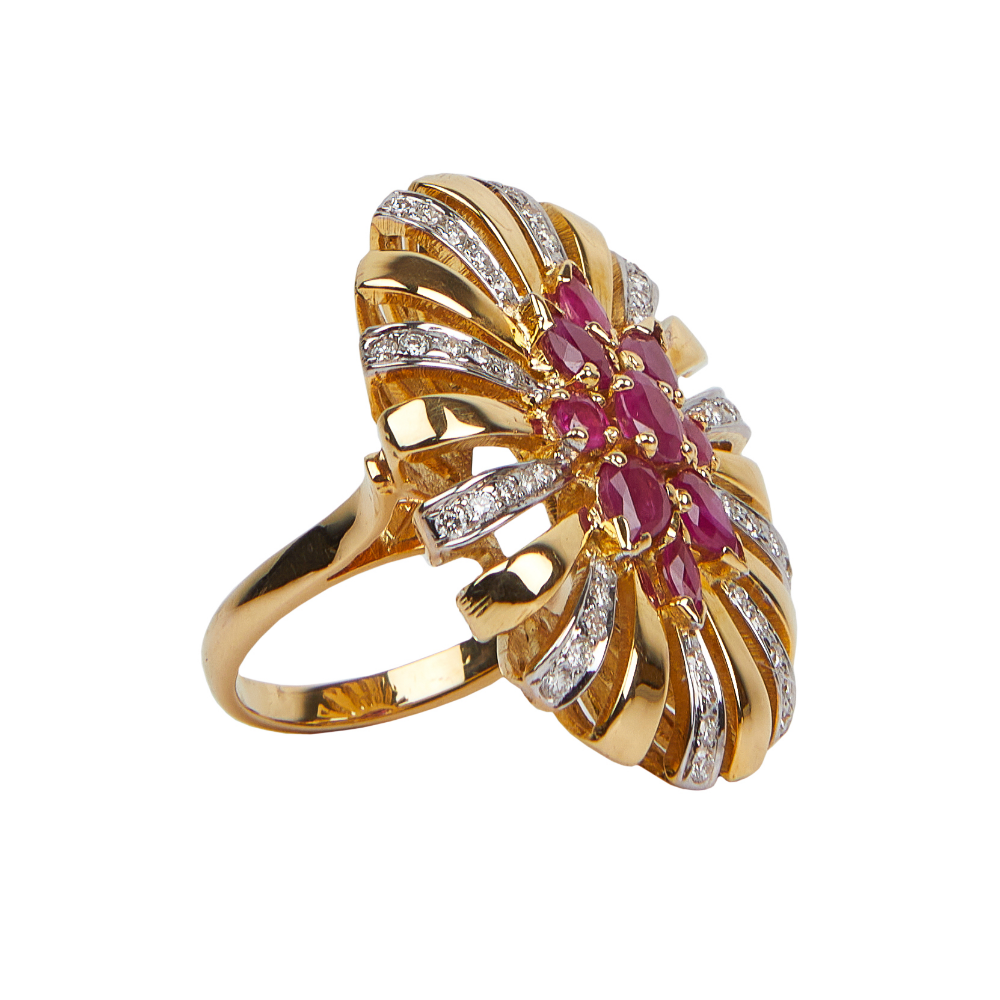 14k Ruby and Diamond Oval Cocktail Ring