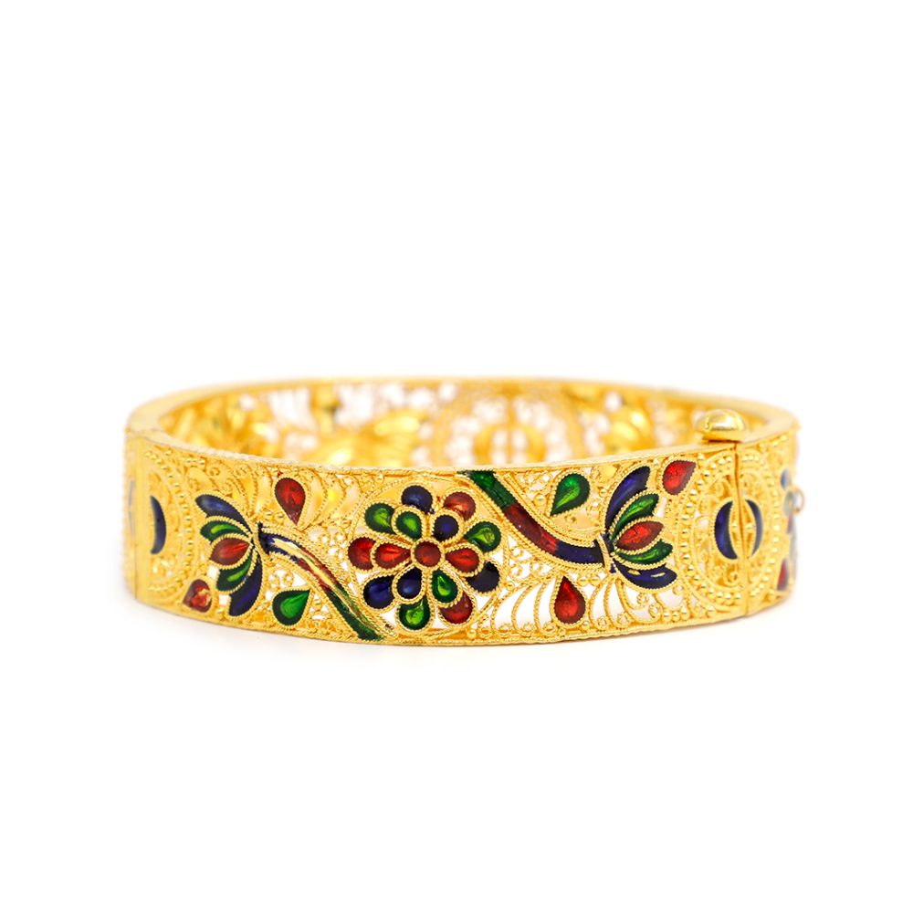 22K Meenakari Jaali  Bangle With Lock