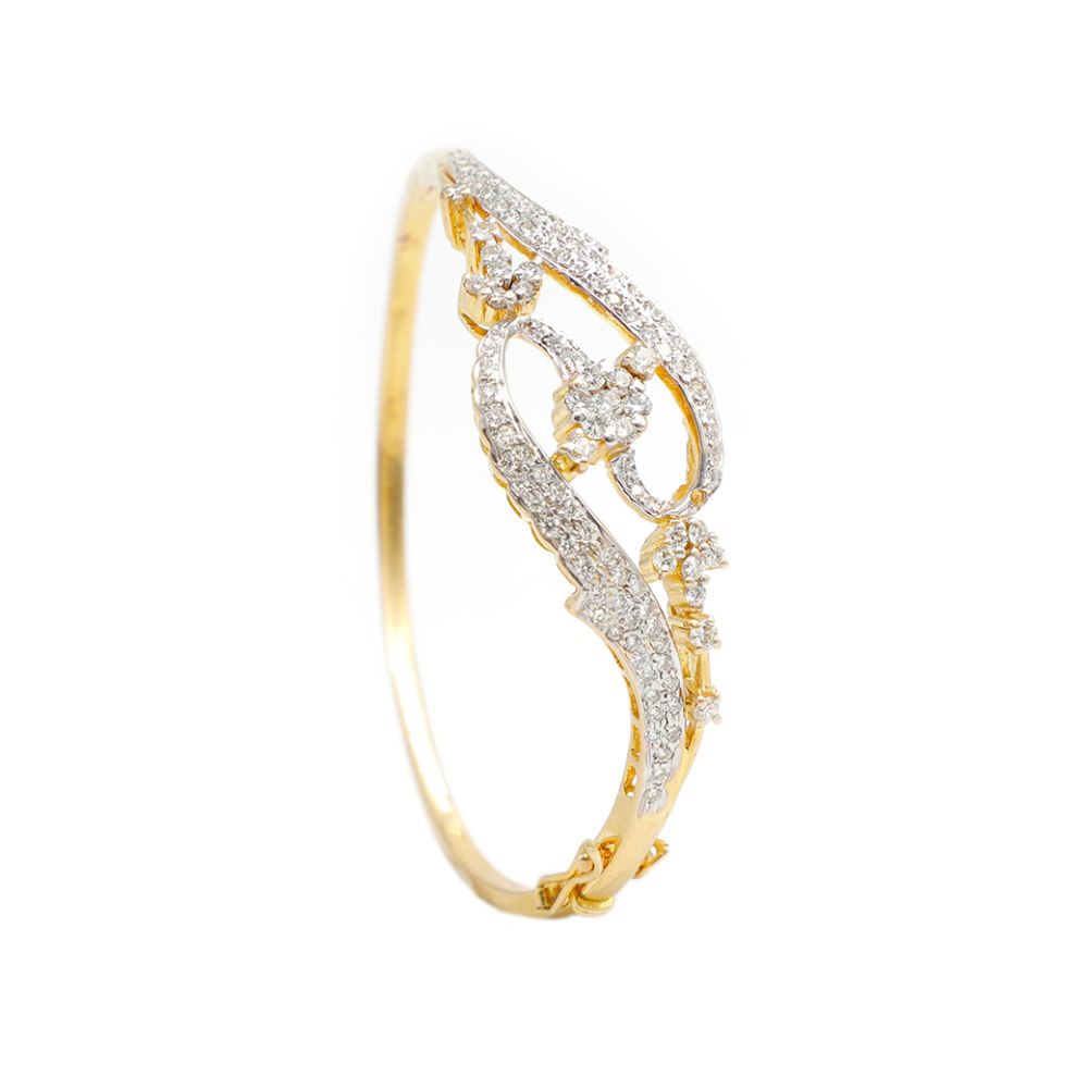 18K Diamond Pressure Setting Oval Bangle