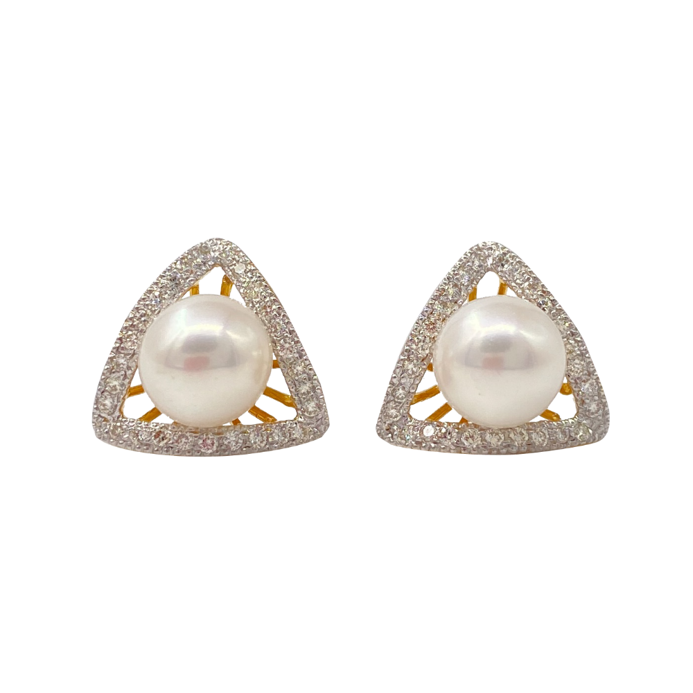 18K Pearl And Diamond Trilliant Tops