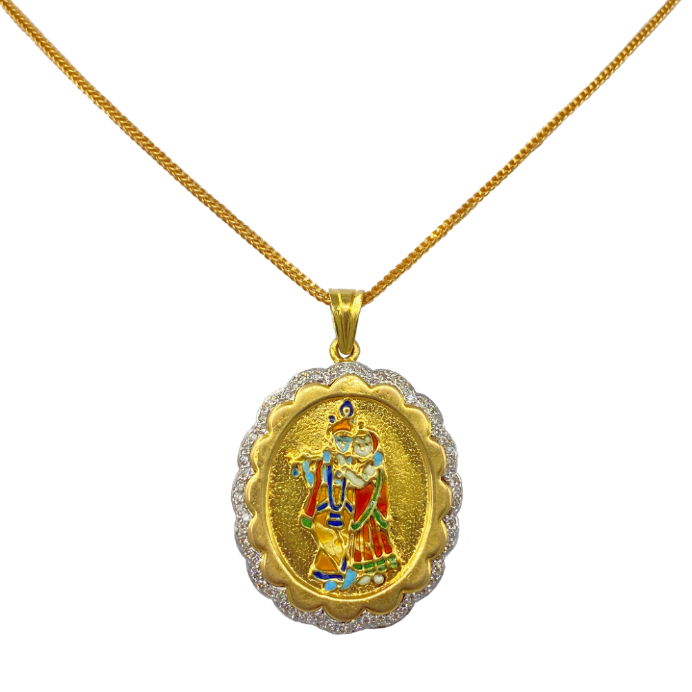 diamond radha krishna pendant