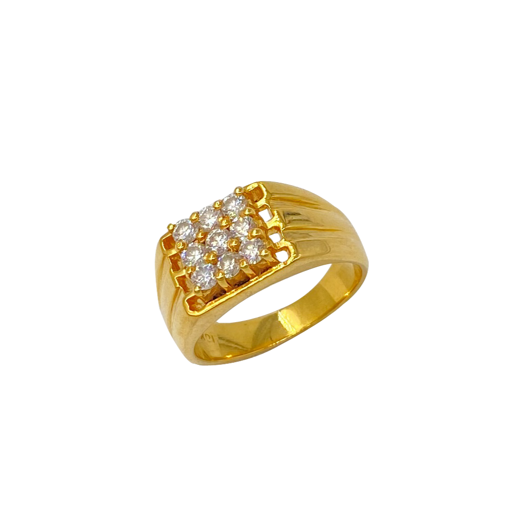4.26 Carat Mens Emerald 18K Yellow Gold Diamond Ring | Fashion Strada