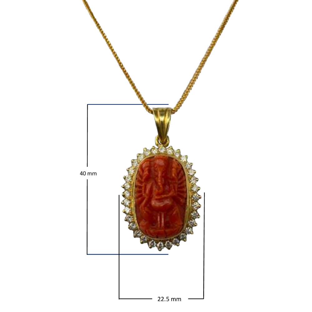 coral ganesha pendant